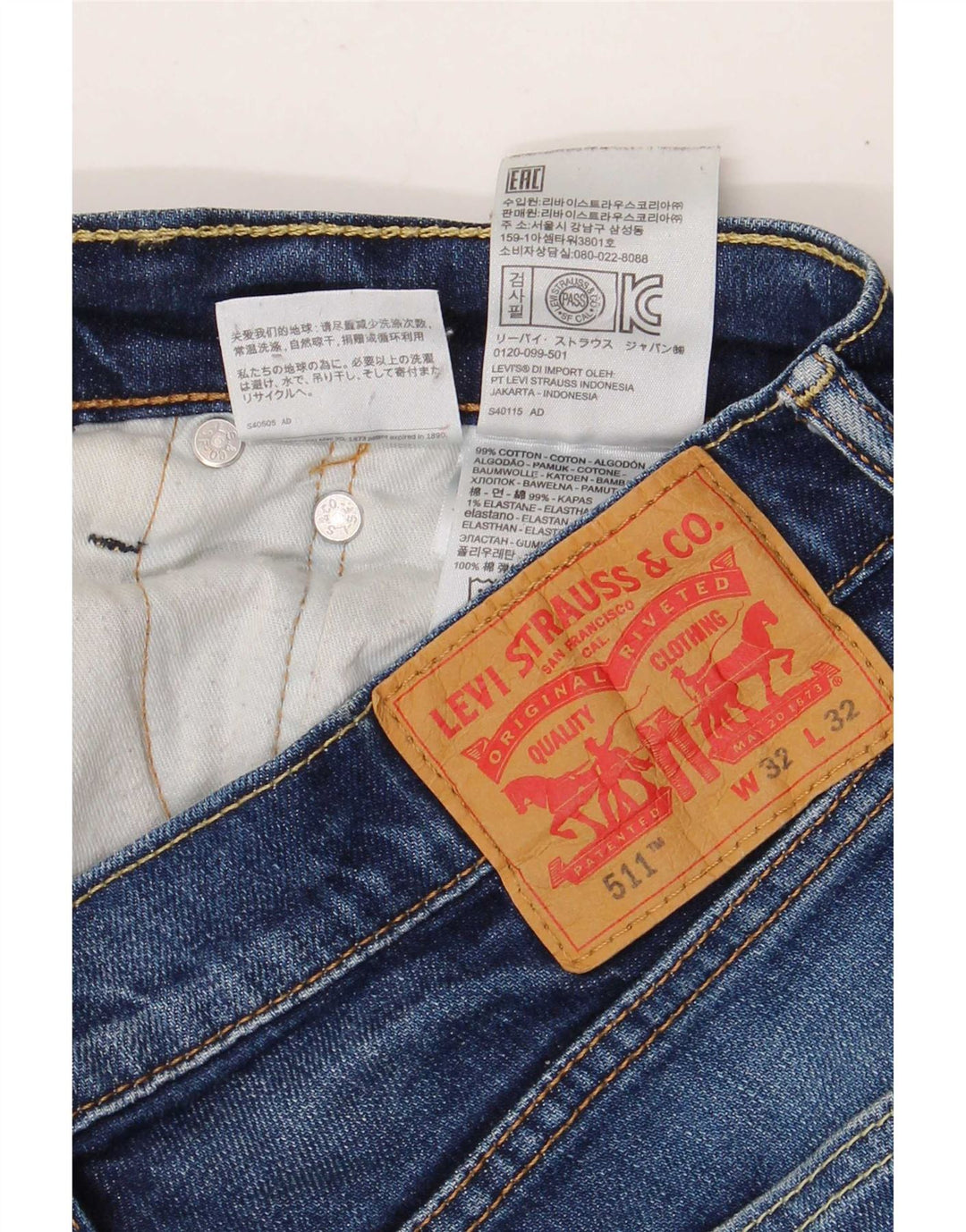Levi's Herre 511 Slim Jeans W32 L28 Blå Bomuld