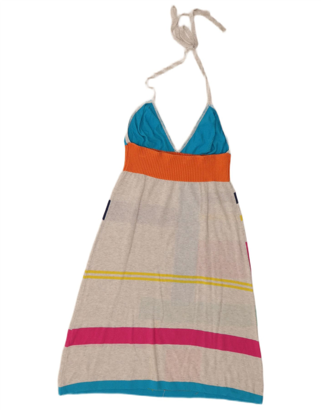 Benetton Dame Halter Dress UK 2 2XS Flerfarvet Colourblock