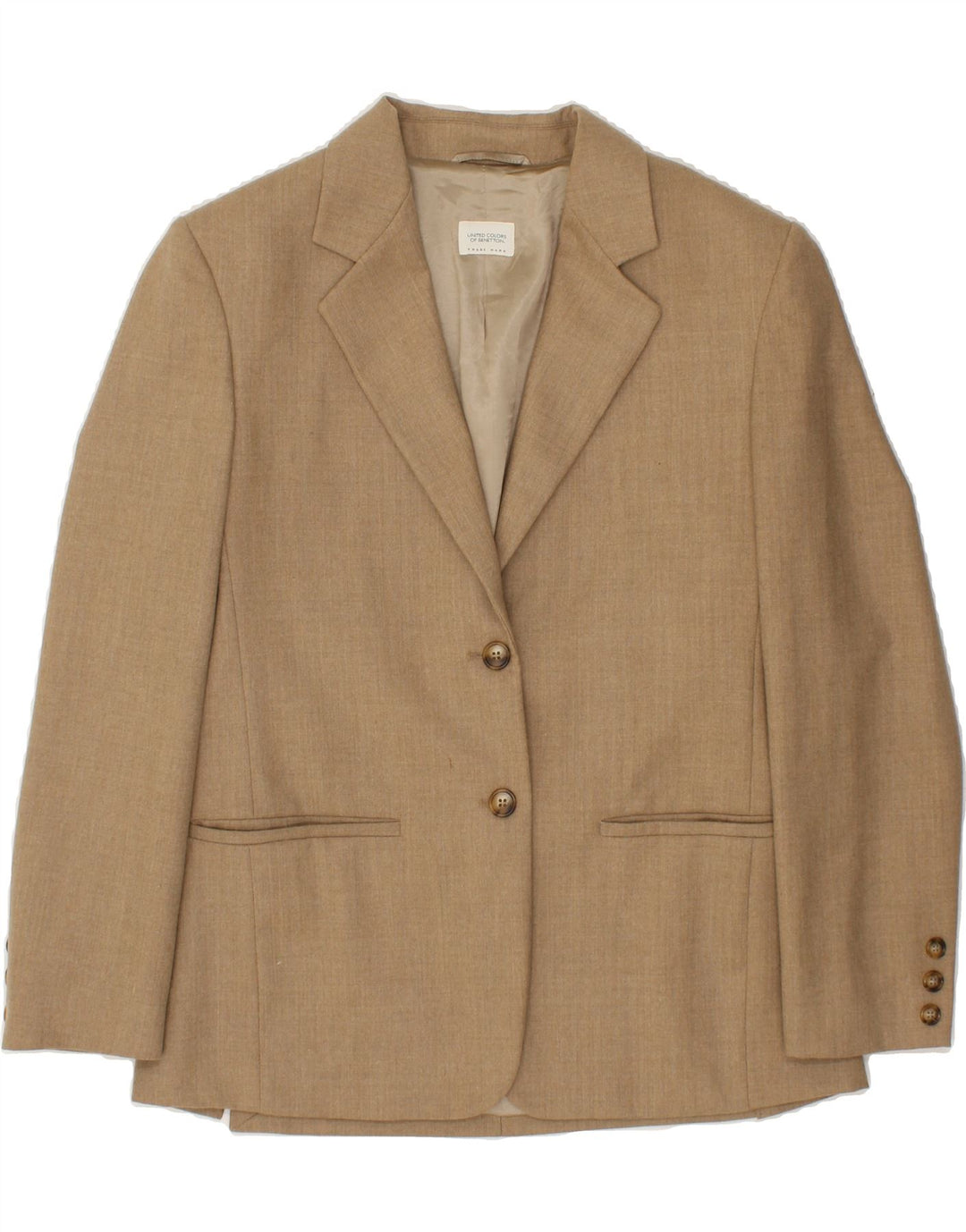 BENETTON Womens 2 Button Blazer Jacket IT 40 Small Brown Acetate Vintage Benetton and Second-Hand Benetton from Messina Hembry 