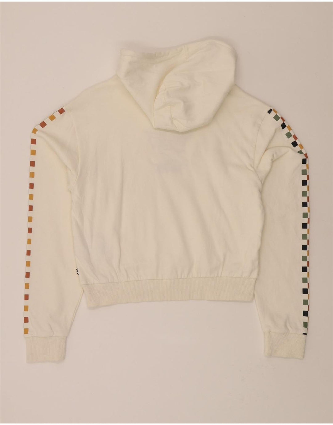VANS Womens Oversized Crop Hoodie Jumper UK 10 Small White Geometric Vintage Vans and Second-Hand Vans from Messina Hembry 