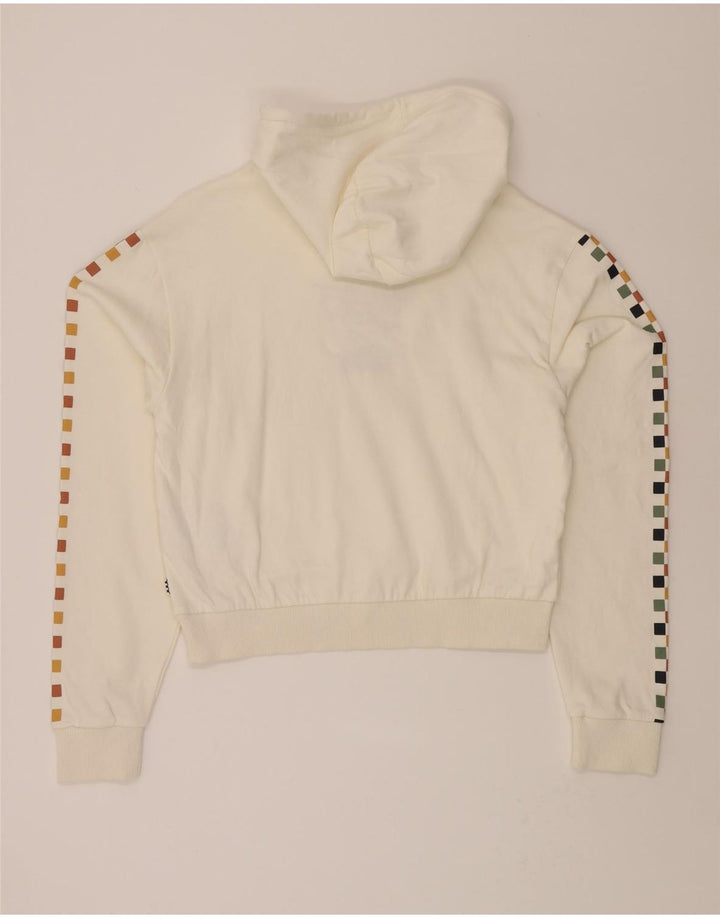 VANS Womens Oversized Crop Hoodie Jumper UK 10 Small White Geometric Vintage Vans and Second-Hand Vans from Messina Hembry 