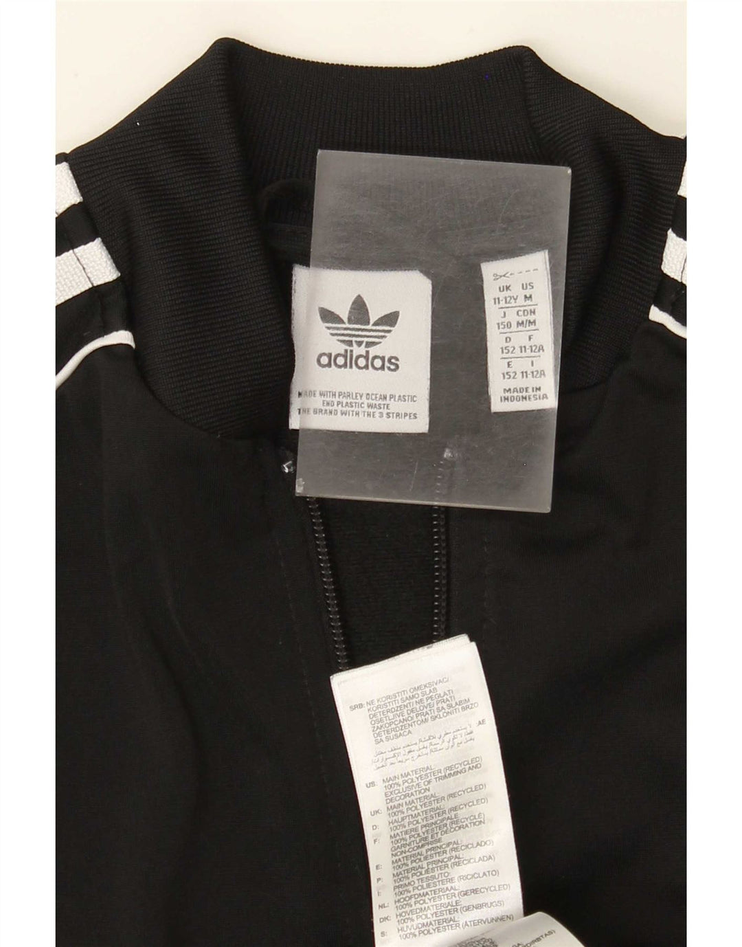 Adidas Drenge Træningsdragt Topjakke 11-12 År Sort Polyester