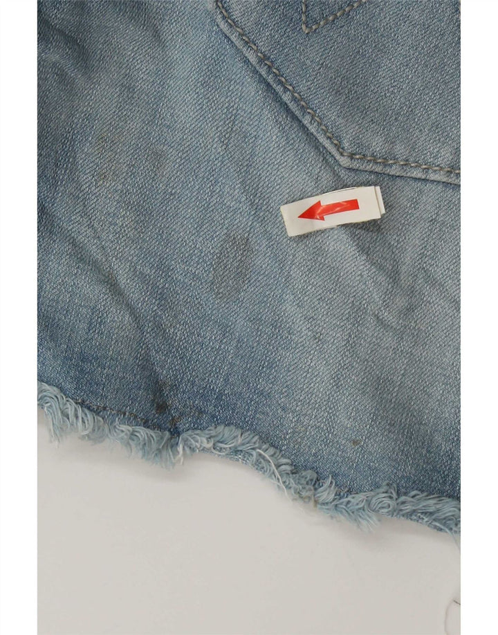 Wrangler grafiske denimshorts til kvinder US 3/4 Small W27 blå bomuld