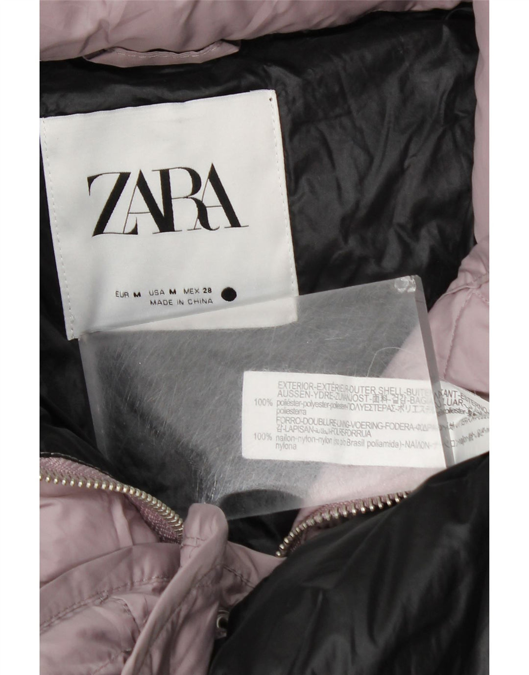 Zara polstret jakke til kvinder UK 14 Medium Pink Polyester