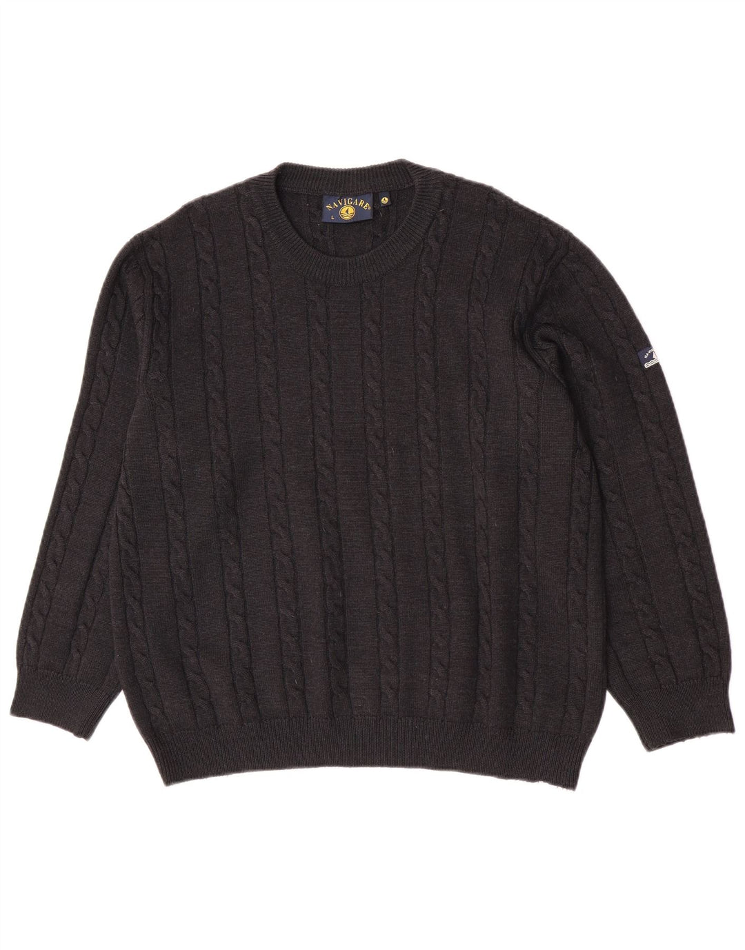 Navigare Herre sweater med rund hals, stor grå uld
