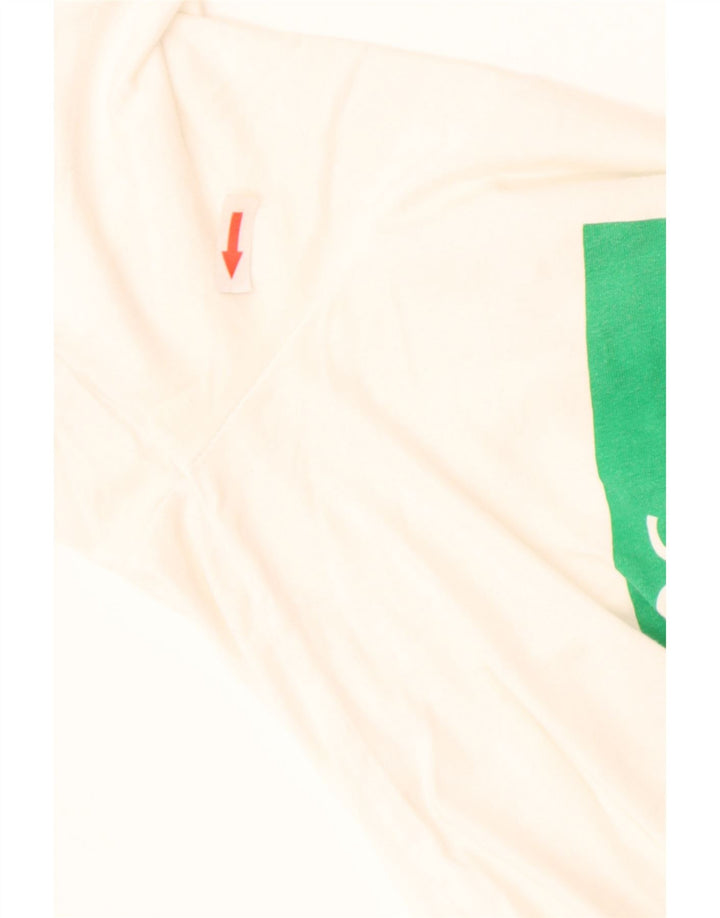 Benetton Herre Peanuts Grafisk T-Shirt Top Stor Hvid Bomuld