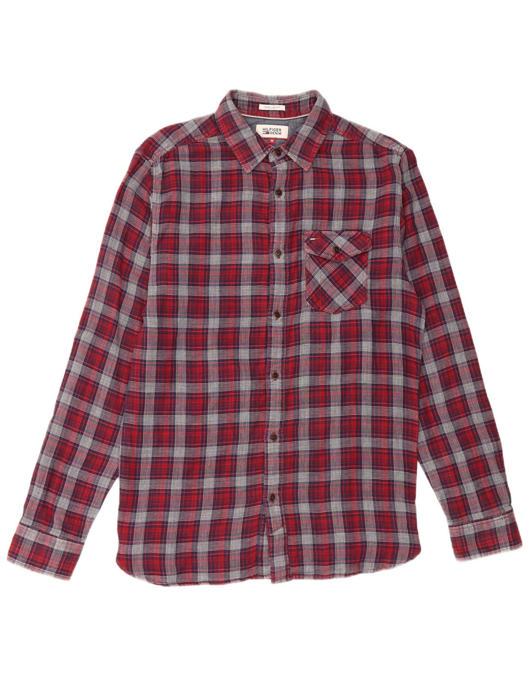 Tommy Hilfiger Herre Regular Fit Flanellskjorte Medium rød ternet bomuld
