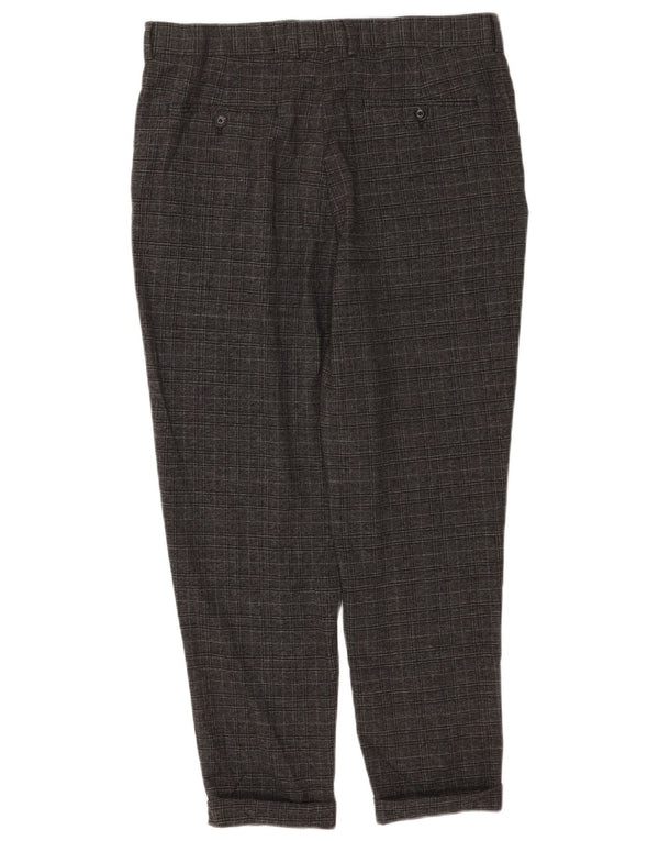 Zara Mens Tapered Chino Trousers EU 42 Large W32 L26 Grey Check Polyester