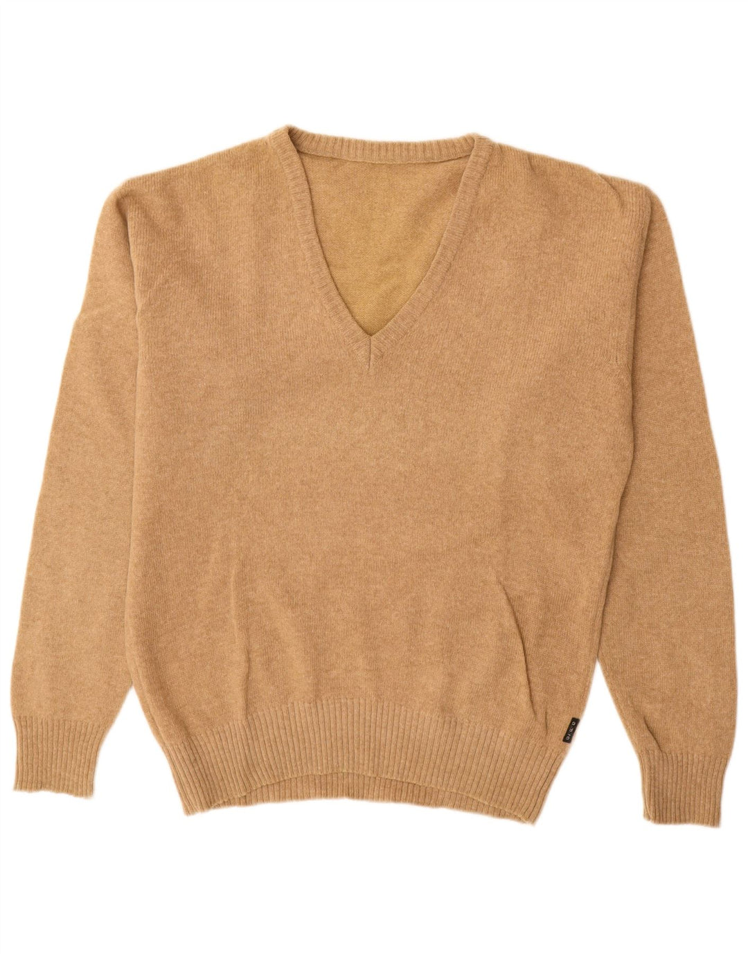 Vintage Herre V-hals sweater IT 48 Medium Beige Uld