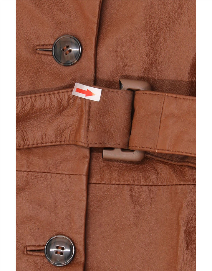 Vintage dame oversize dobbeltradet frakke UK 10 lille brunt læder