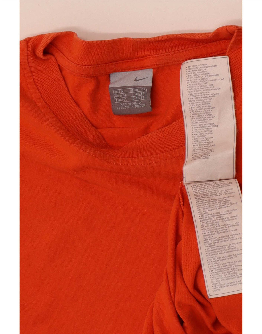 Nike Herre T-shirt Top UK 39/41 Medium Orange Bomuld