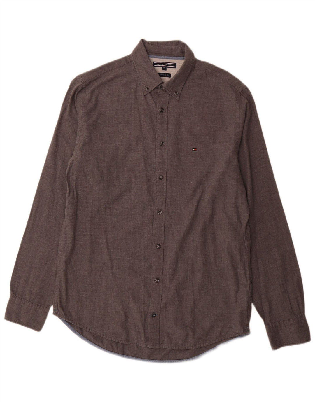 TOMMY HILFIGER Mens New York Fit Shirt Medium Grey Cotton