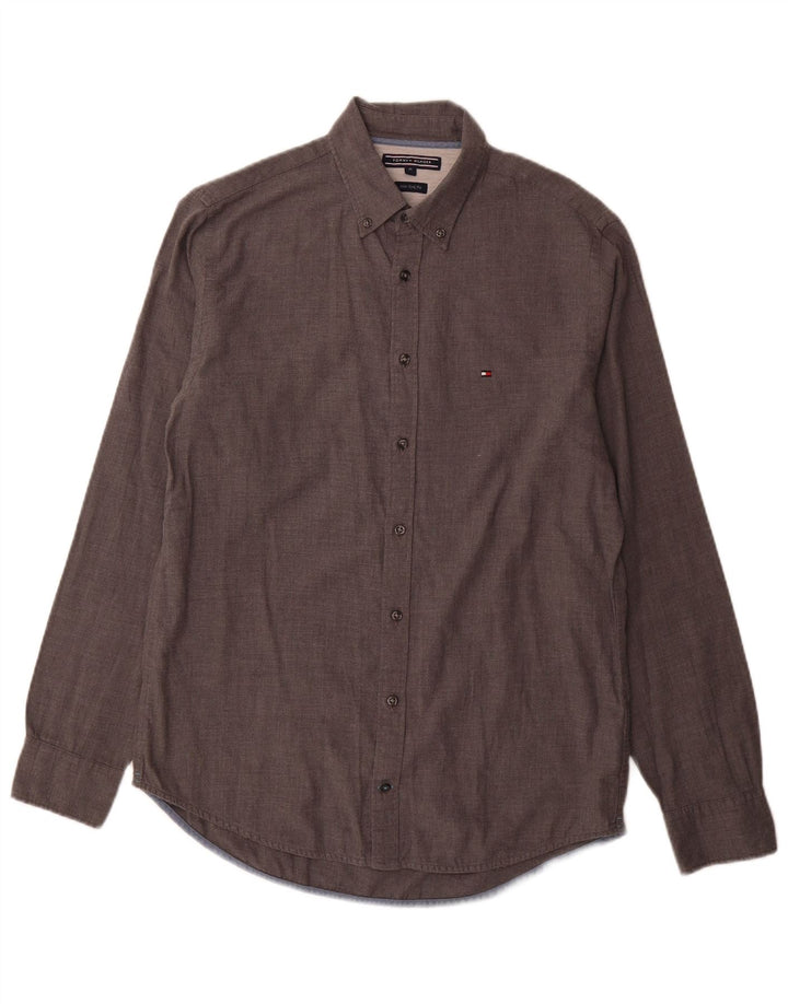 TOMMY HILFIGER Mens New York Fit Shirt Medium Grey Cotton