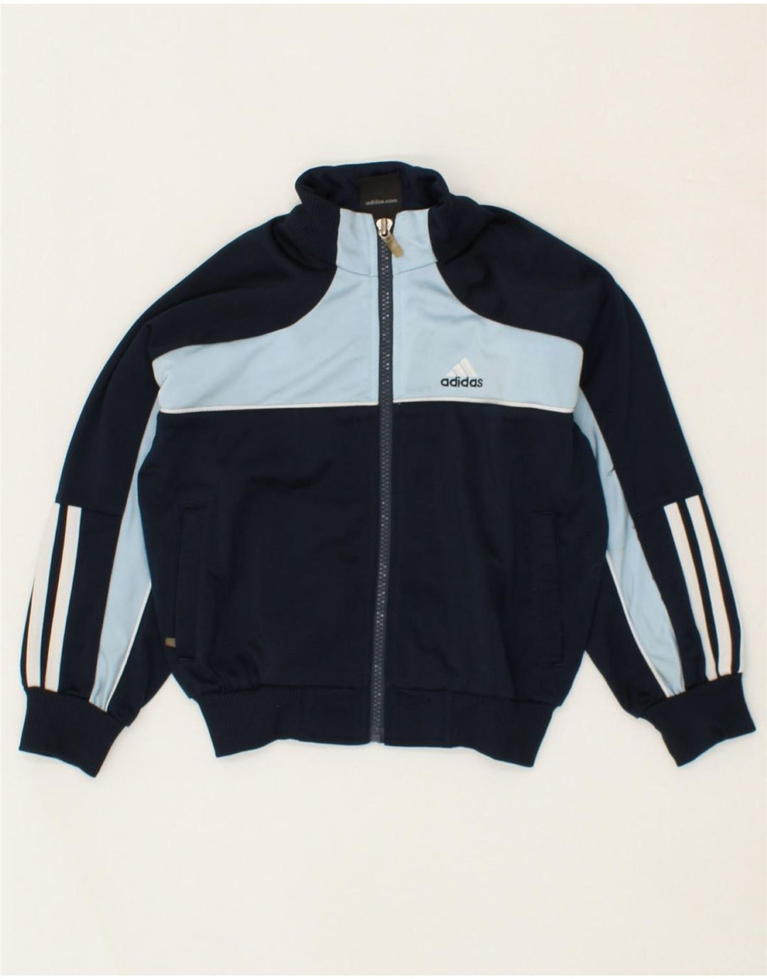 ADIDAS Boys Graphic Tracksuit Top Jacket 5-6 Years XS Navy Blue Vintage Adidas and Second-Hand Adidas from Messina Hembry 