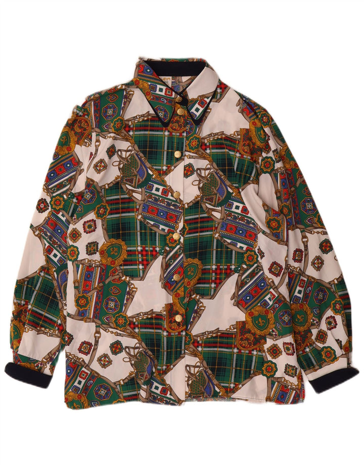 VINTAGE Dame Petit Shirt Bluse EU 40 Medium Flerfarvet