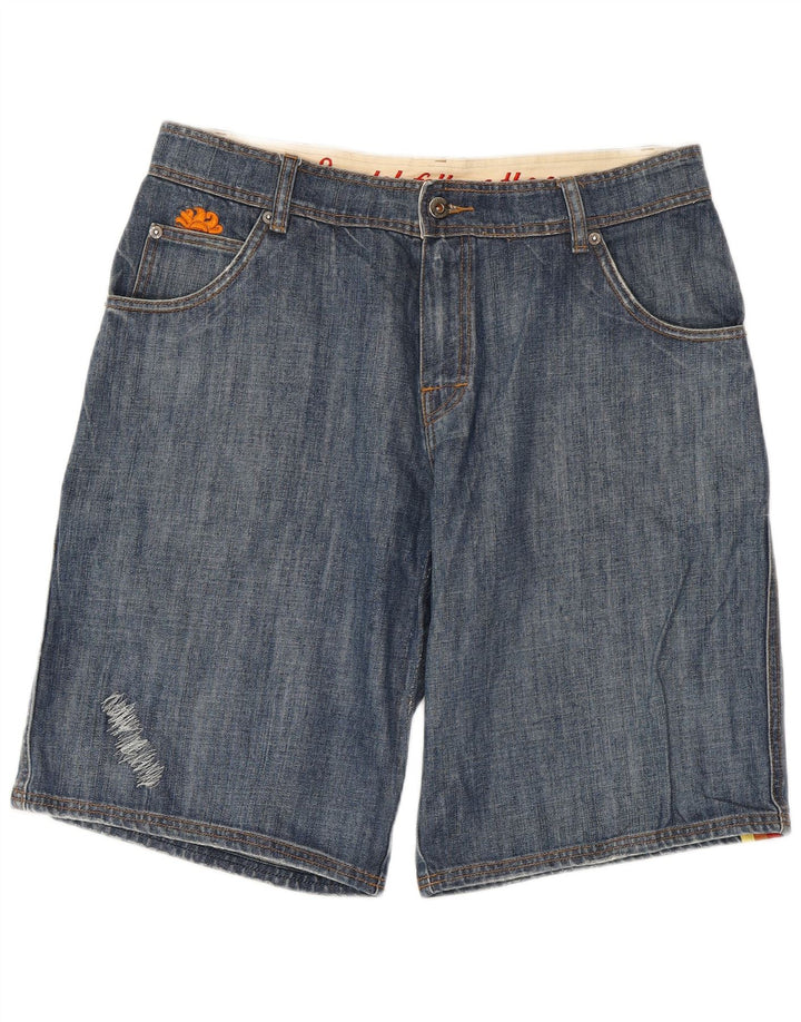 SUNDEK Herre Denim Shorts W36 Stor Blå Stribet Bomuld