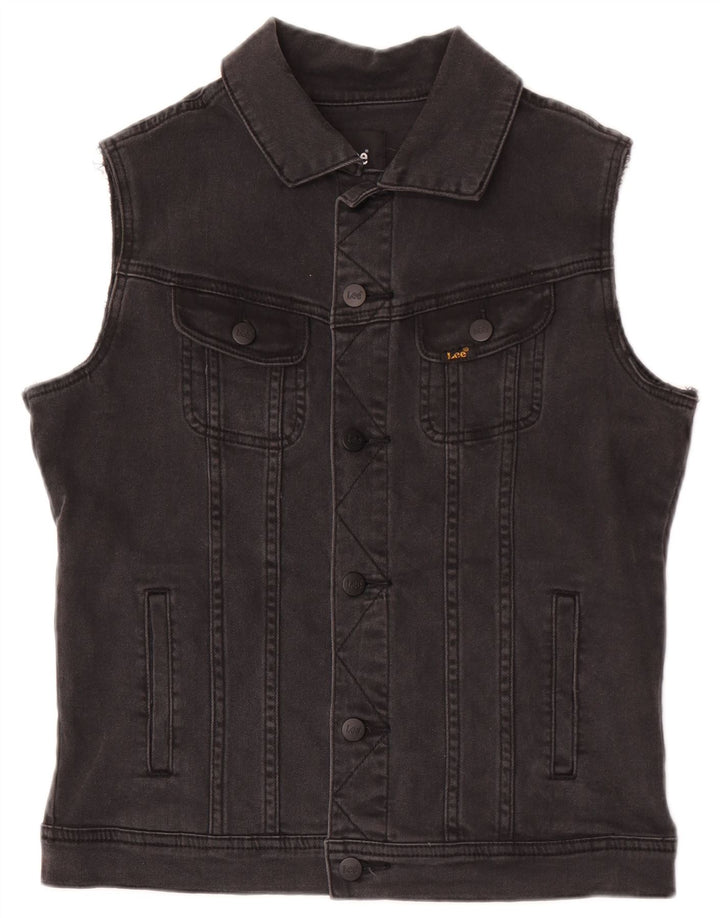 Lee Herre Denim Gilet UK 36 Lille Grå Bomuld