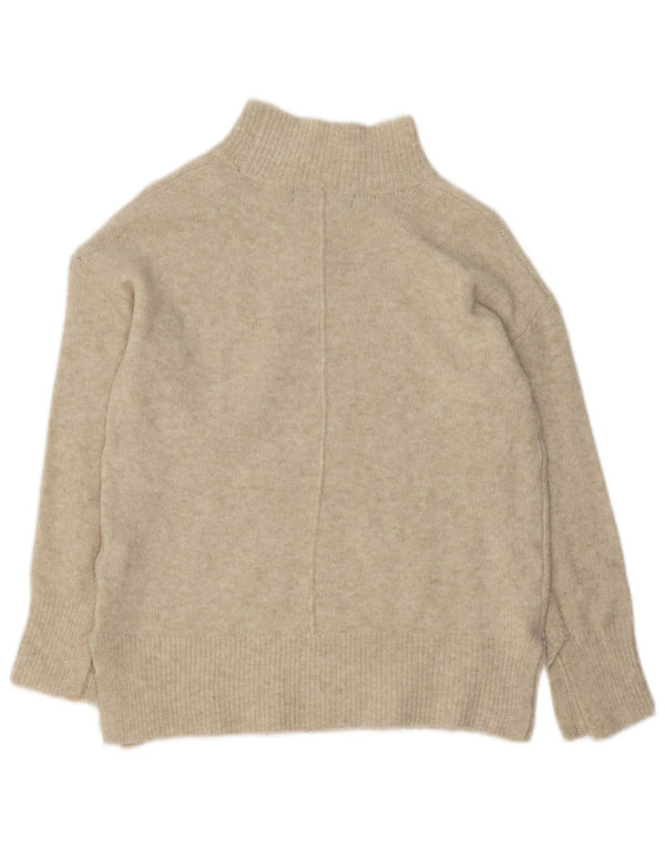 Zara Dame Turtle Neck Jumper Sweater UK 10 Small Beige Acryl