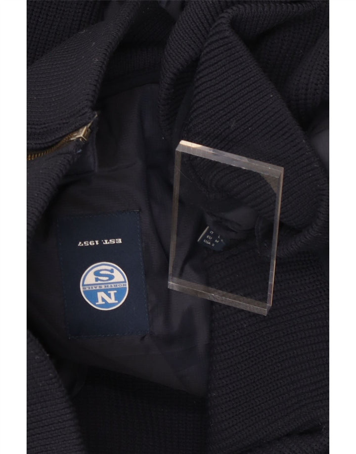 North Sails Herre Cardigan Sweater Large Navy Blue Polyester