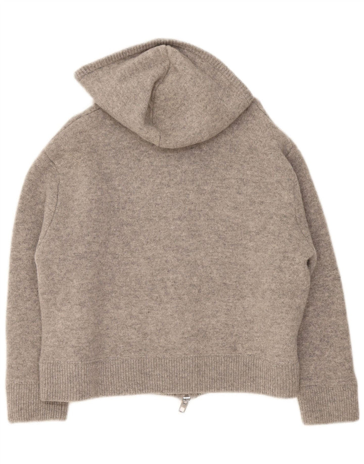 Zara Dame Hætte Cardigan Sweater UK 14 Medium Grey Uld