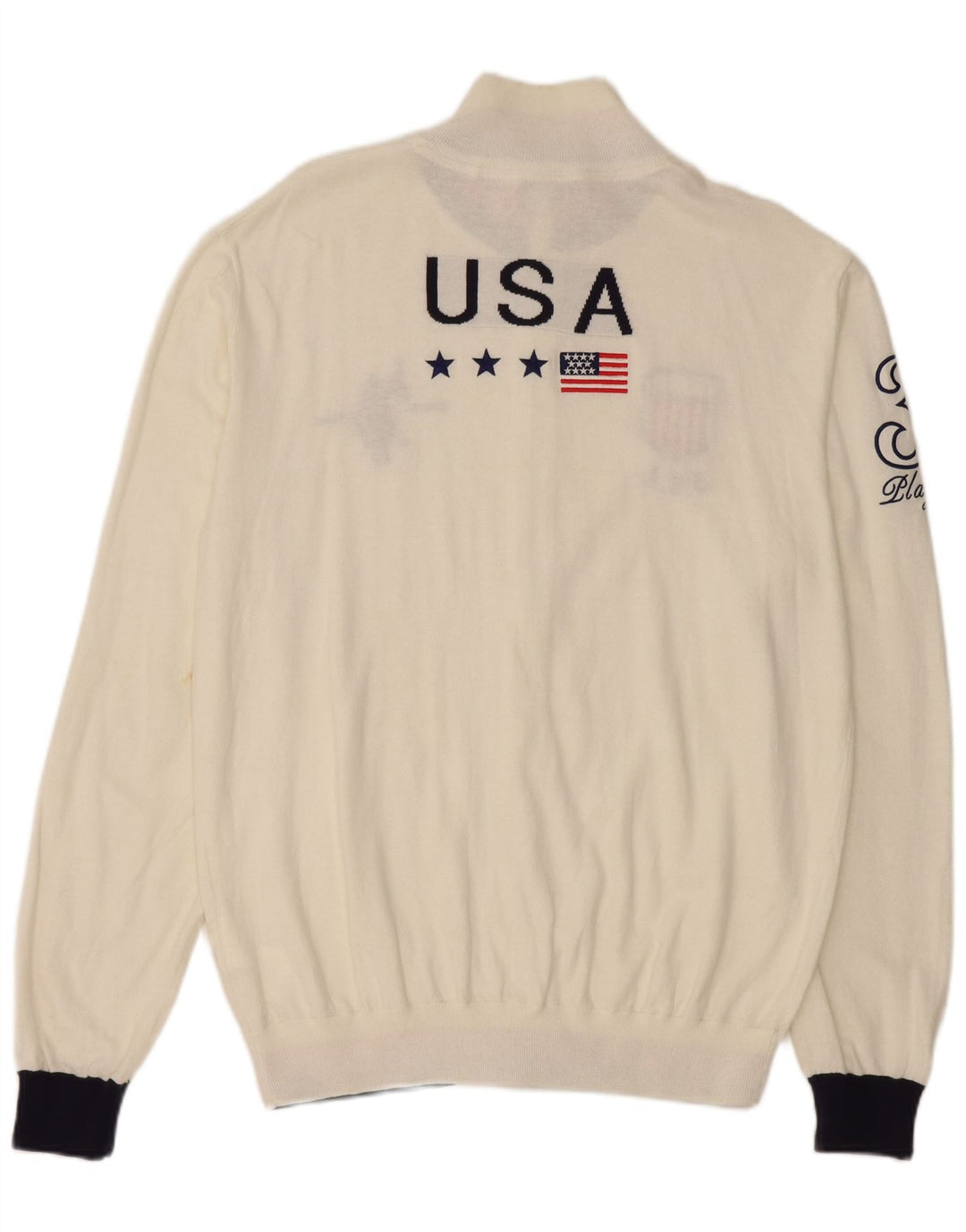 U.S. POLO ASSN. Herre USA grafisk cardigan sweater 2XL hvid bomuld