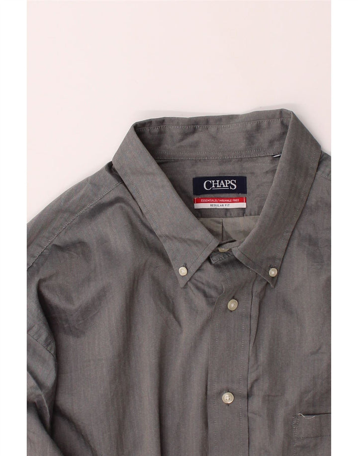 CHAPS Mens Regular Fit Shirt 2XL Grey Herringbone Vintage Chaps and Second-Hand Chaps from Messina Hembry 