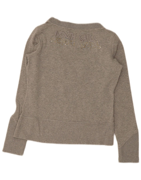 North Sails Dame Grafisk Sweatshirt Jumper UK 10 Lille Grå Bomuld