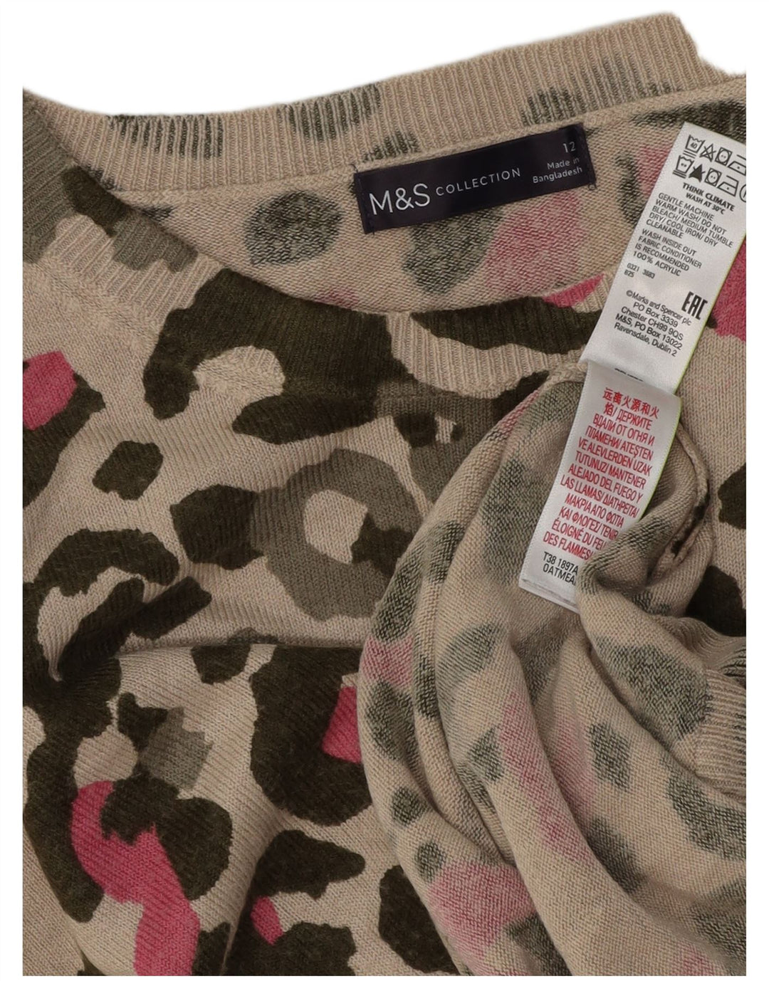 Marks & Spencer Dame Boat Neck Jumper Sweater UK 12 Medium Beige