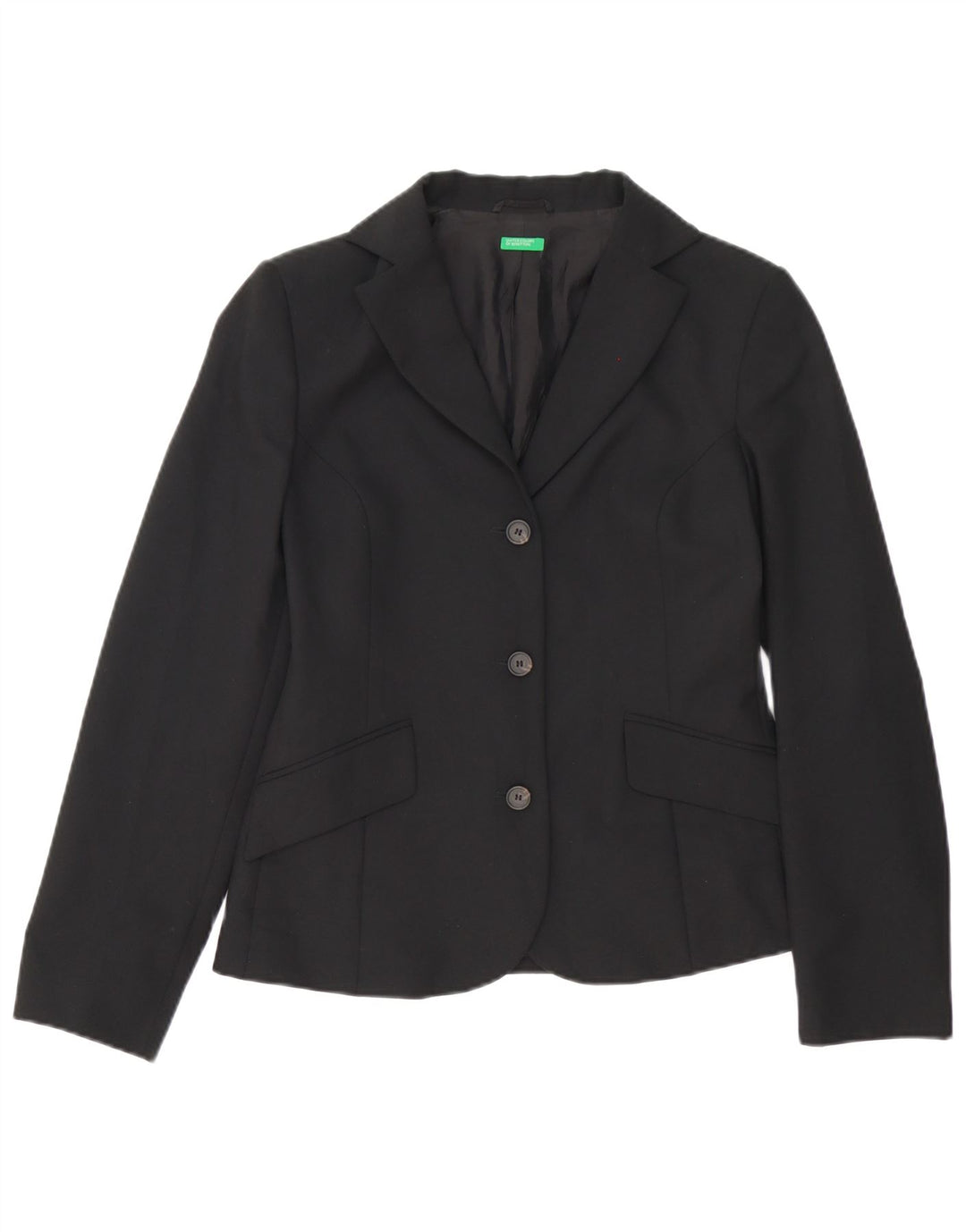 Benetton Dame 3-knaps blazerjakke IT 42 Medium Sort Polyester