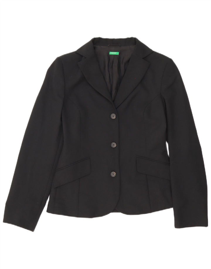 Benetton Dame 3-knaps blazerjakke IT 42 Medium Sort Polyester