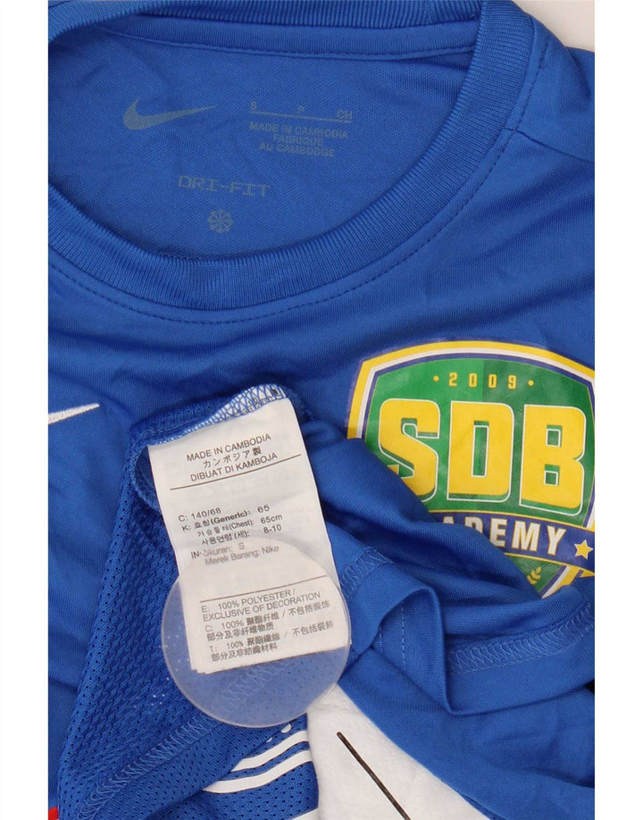 Nike drenge Dri Fit grafisk T-shirt top 8-9 år lille blå polyester