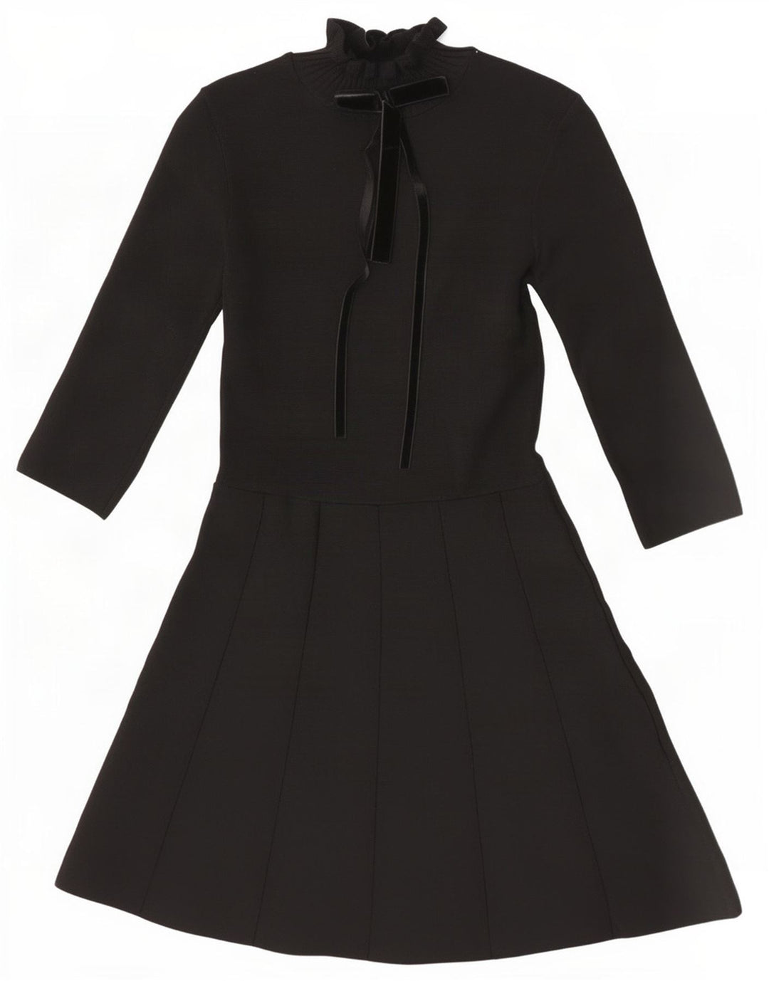 Zara Dame 3/4 ærmet A-line Kjole UK 12 Medium Sort Polyamid