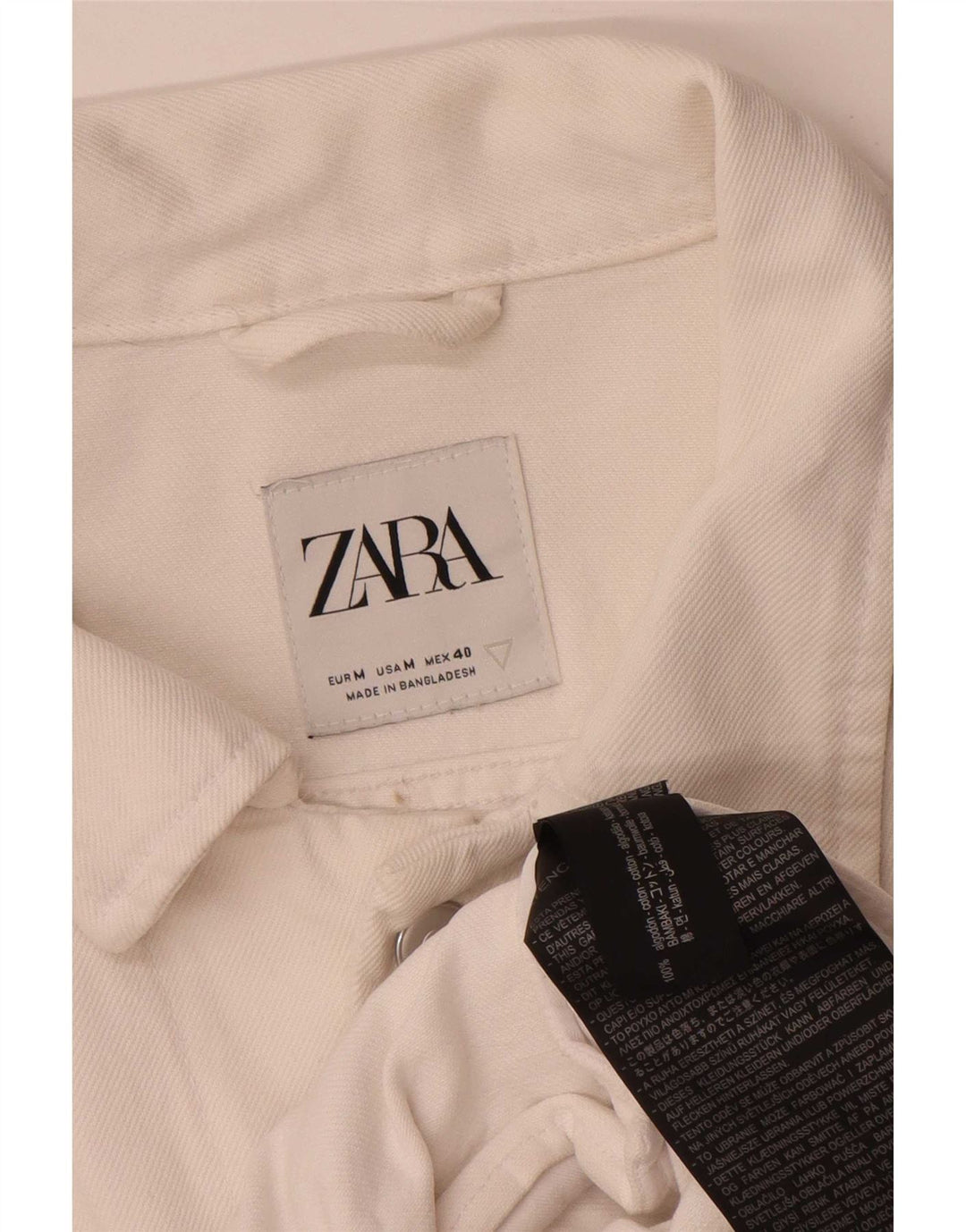 Zara Herre denimjakke UK 38 Medium White Bomuld