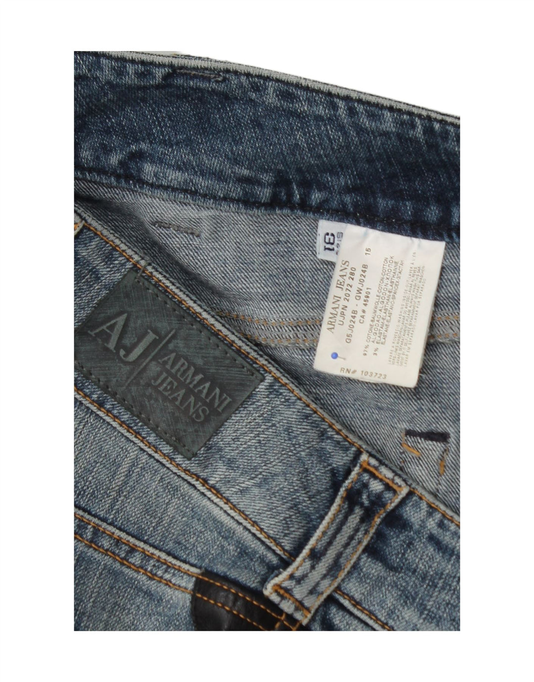 ARMANI Womens Slim Jeans W31 L32 Blue Cotton Vintage Armani and Second-Hand Armani from Messina Hembry 