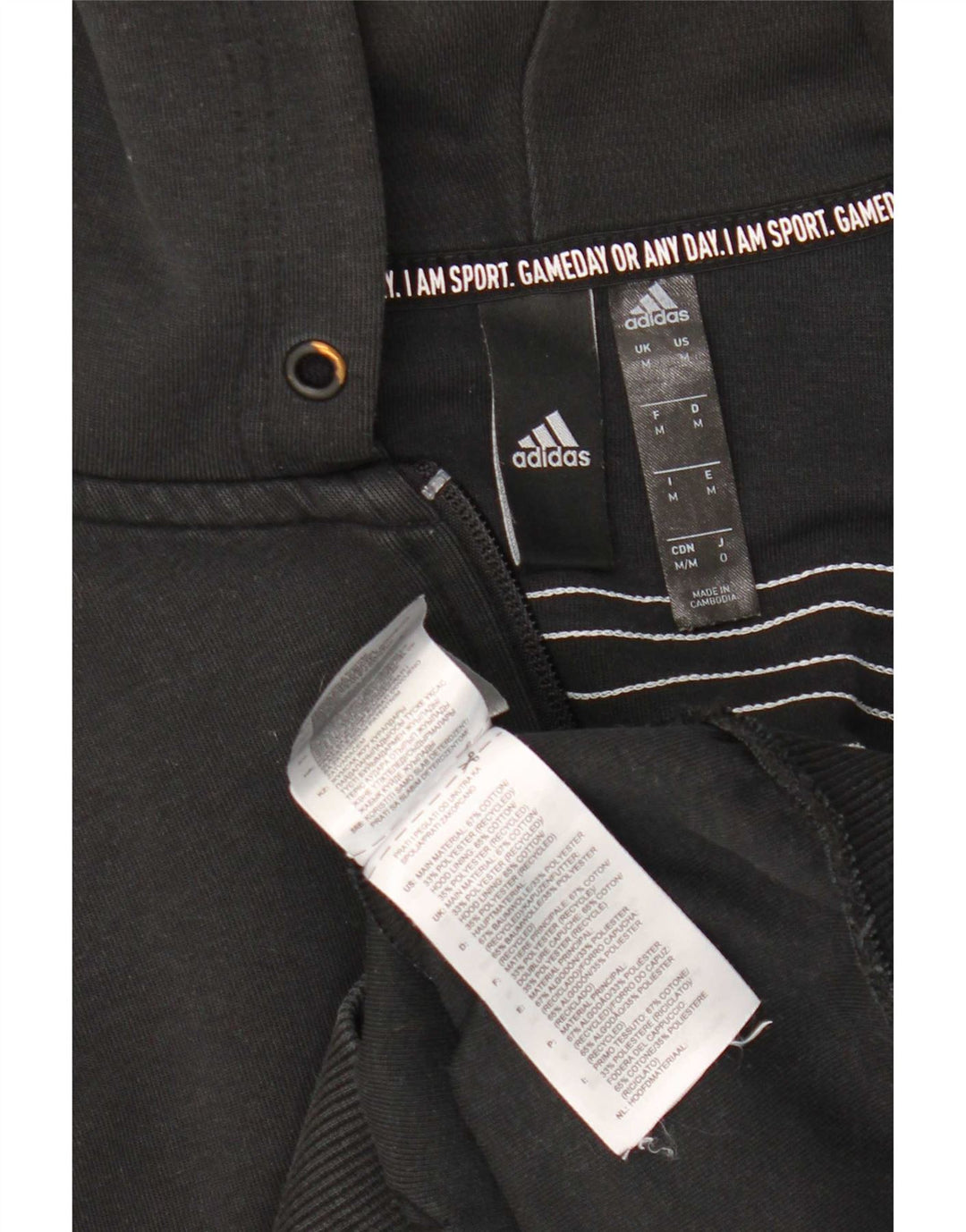 Adidas Hættetrøje med lynlås til mænd mellem sort bomuld