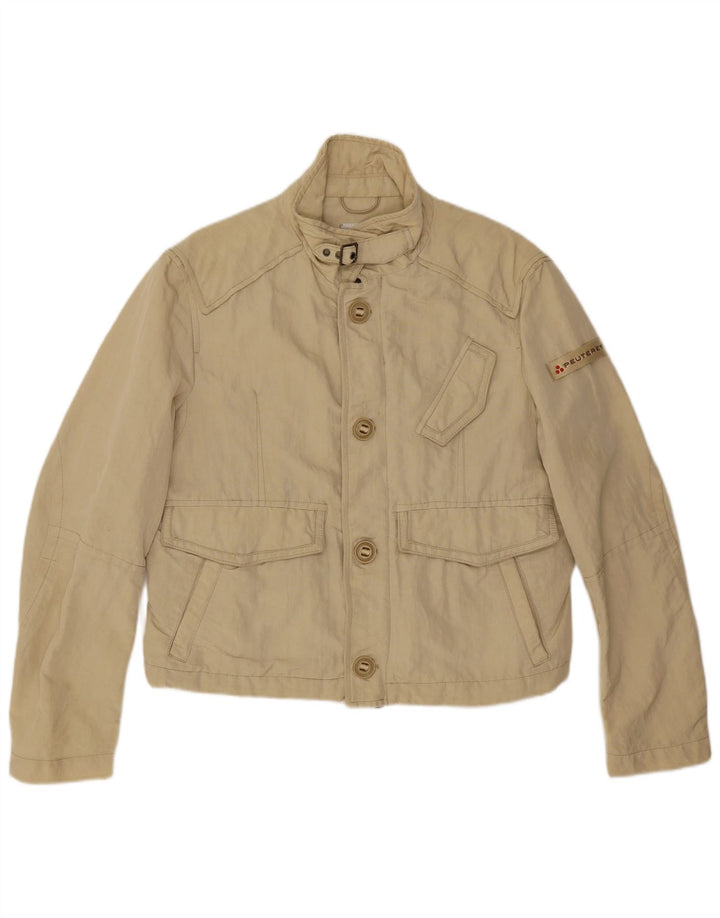 PEUTEREY Womens Crop Bomber Jacket IT 54 3XL Beige Polyamid