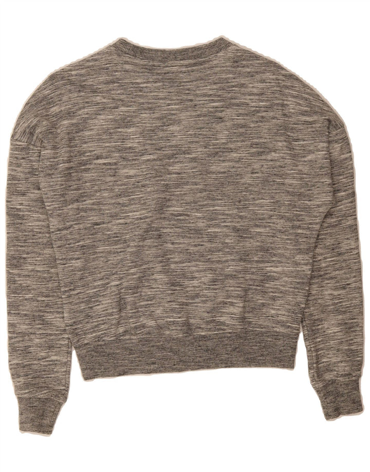 REEBOK Womens Oversized Graphic Sweatshirt Jumper UK 4/6 XS Grey Flecked Vintage Reebok and Second-Hand Reebok from Messina Hembry 