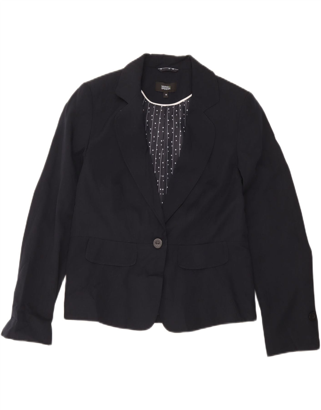 Marks & Spencer Dame Blazer Jacket UK 14 Mellem marineblå stribet