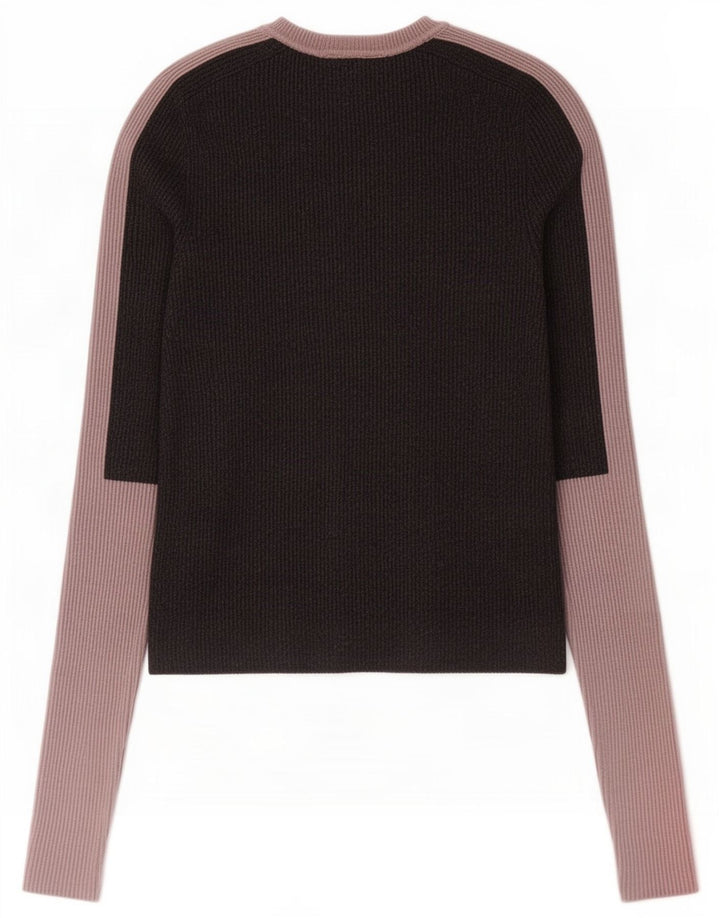Zara Womens Crop Bluse Top UK 12 Medium Grey Colourblock Viscose