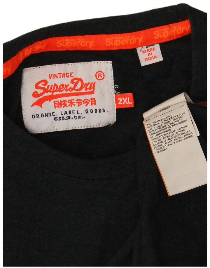 SUPERDRY Herre T-Shirt Top 2XL Grøn Bomuld