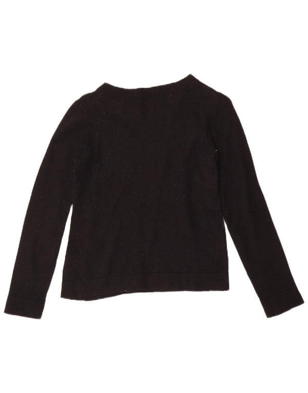 J. Crew Dame Teddie Boat Neck Jumper Sweater UK 6 XS Sort Bomuld