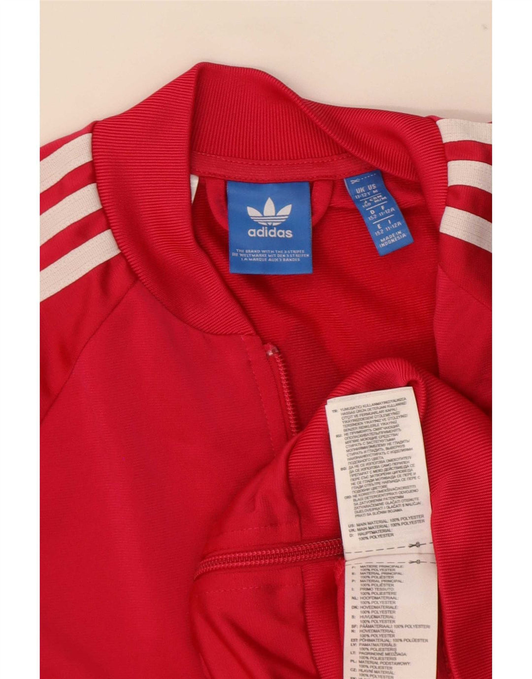 Adidas piger grafisk træningsdragt topjakke 11-12 år rød polyester