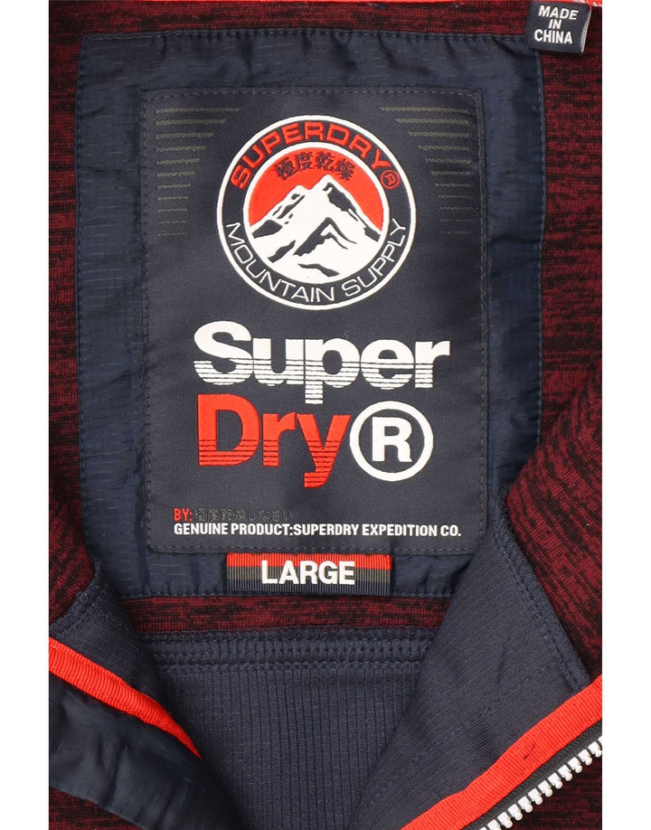Superdry Hættetrøje med lynlås til mænd Large Burgundy Colourblock Polyester