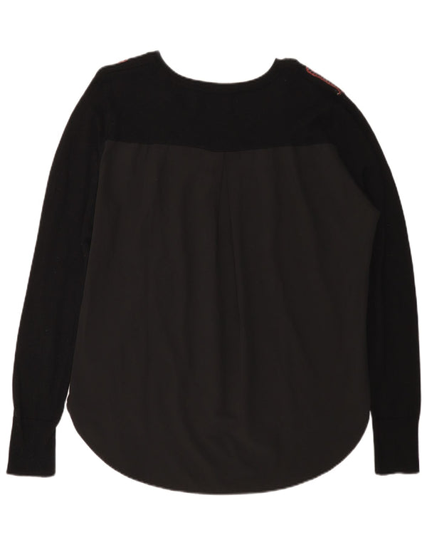 Desigual Dame V-hals sweater UK 20 2XL Sort Paisley