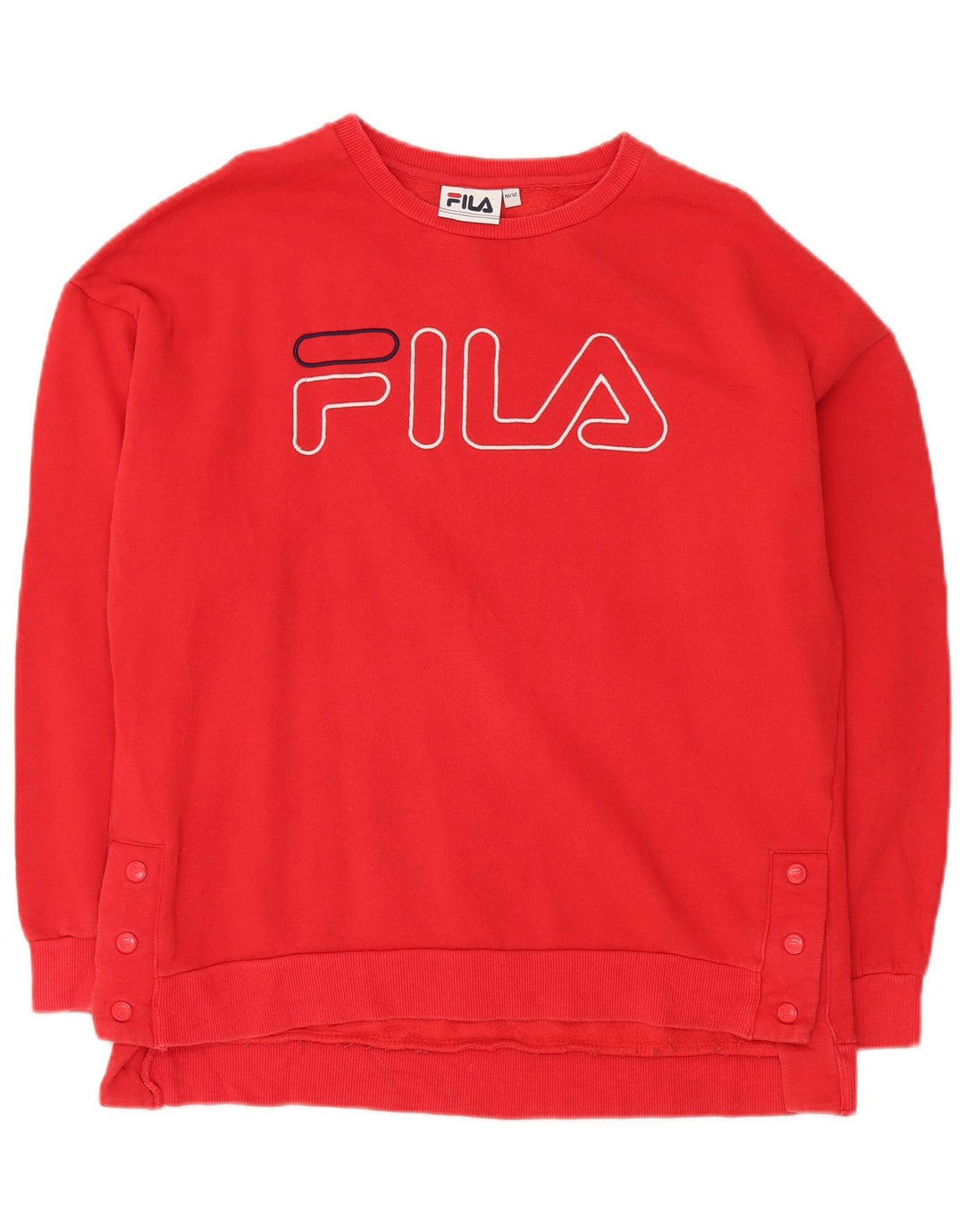Fila Herre Grafisk Oversized Sweatshirt Jumper UK 12 Medium Rød Bomuld