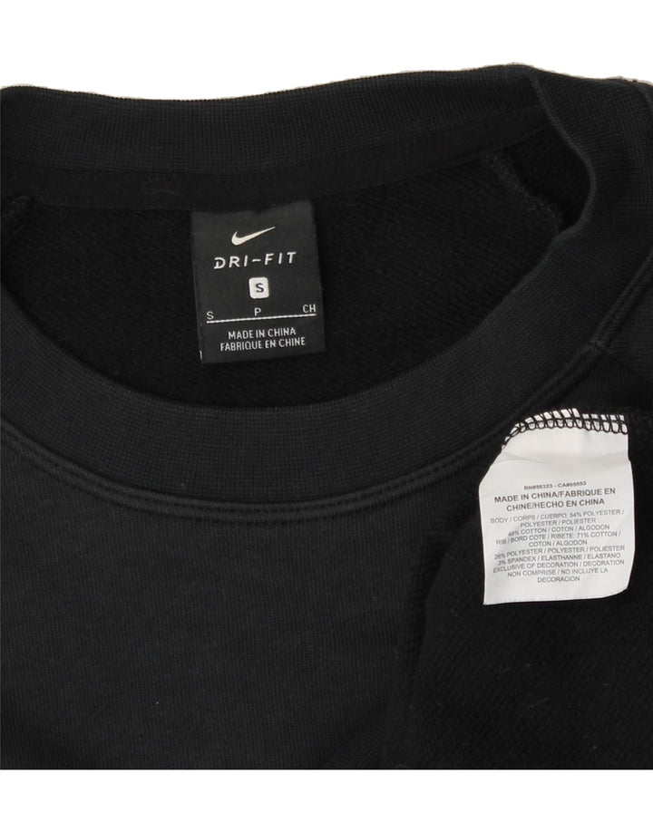NIKE Womens Dri Fit Crop Graphic Sweatshirt Jumper UK 10 Small Black Vintage Nike and Second-Hand Nike from Messina Hembry 