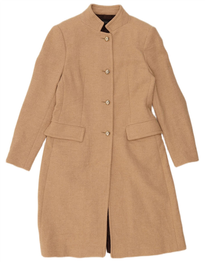 Zara Dame Overfrakke UK 12 Medium Beige Uld