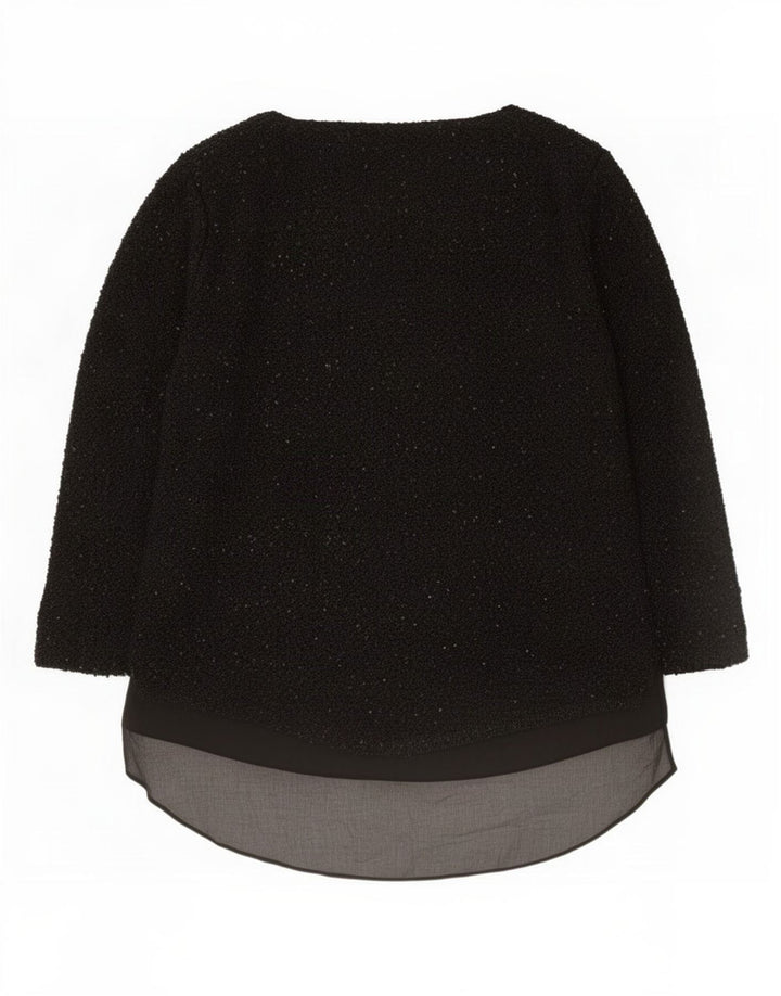 Zara Dame Langærmet Tunika Top UK 16 Stor Sort Polyester