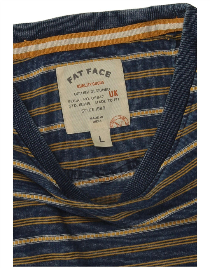 Fat Face Herre T-Shirt Top Stor Blå Stribet Bomuld