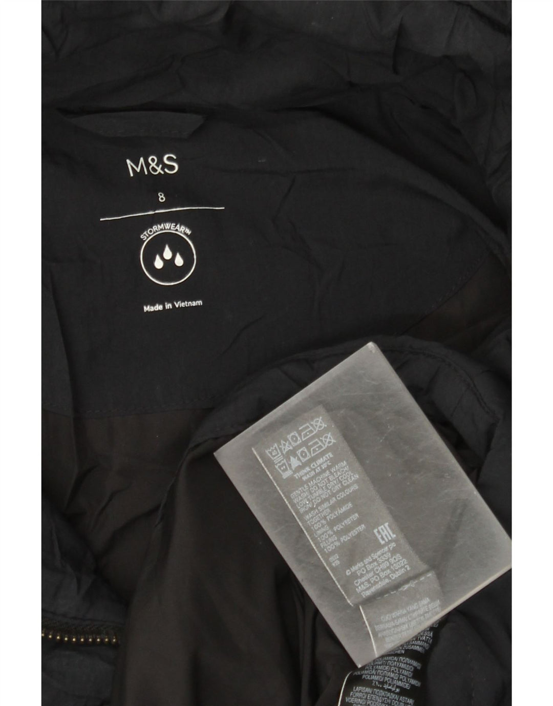 Marks & Spencer Dame Hætte Oversized Polstret Jakke UK 8 Lille Sort